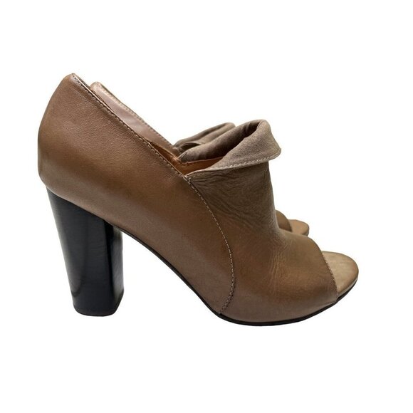 Anthropologie Fortress of Inca Heels Bootie Open Toe Size 6 Camel Brown - Picture 2 of 11